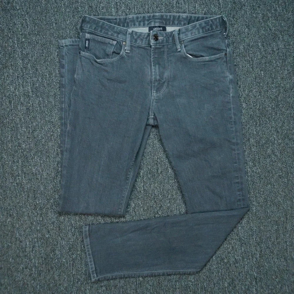 Armani Jeans Mens 31x31 Blue Gray‎ 5 Pocket Straight Denim